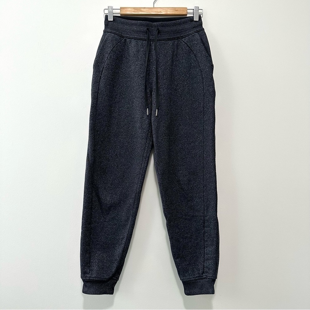 Lululemon Scuba High-Rise Jogger Pant Black Sparkle Cotton Fleece Sz 4 NWOT - Picture 3 of 16